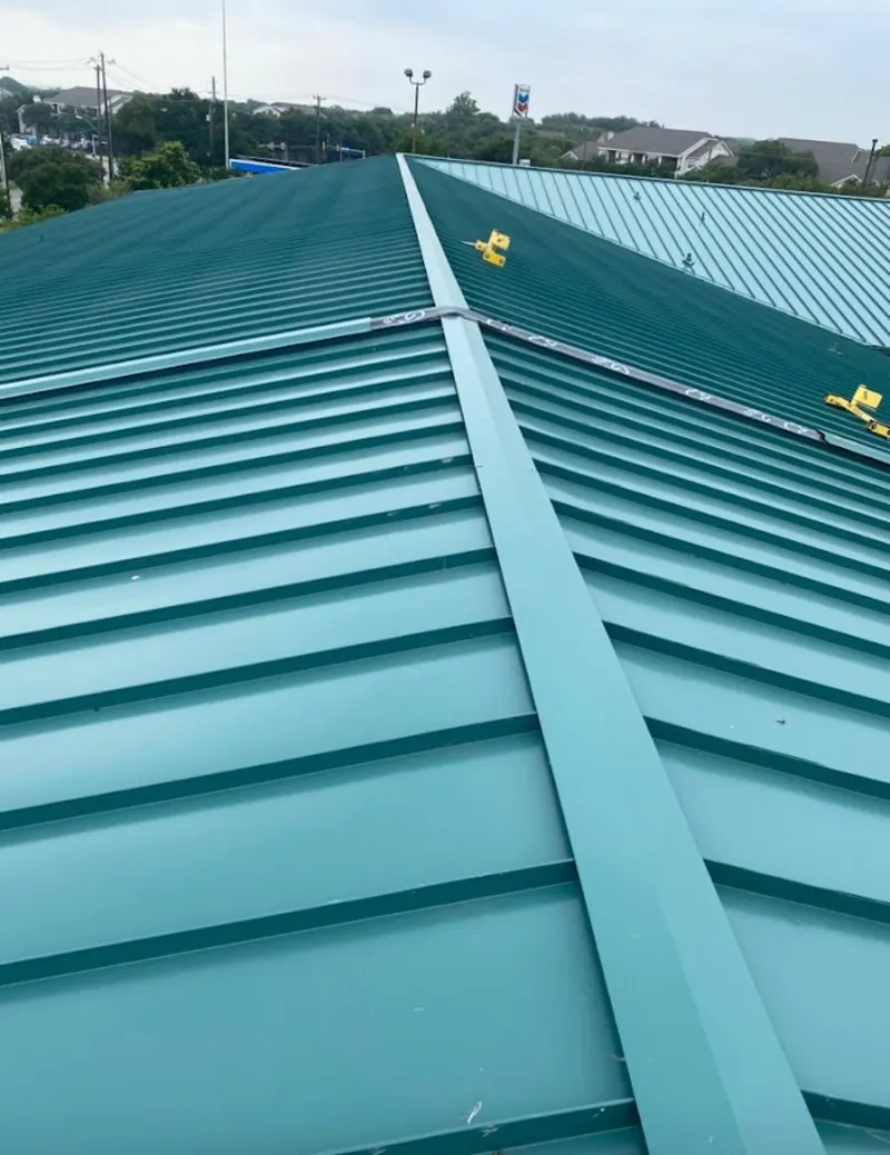 Green commercial metal roof ridge and valley for Metal Roof Repair in Lucerne Valley